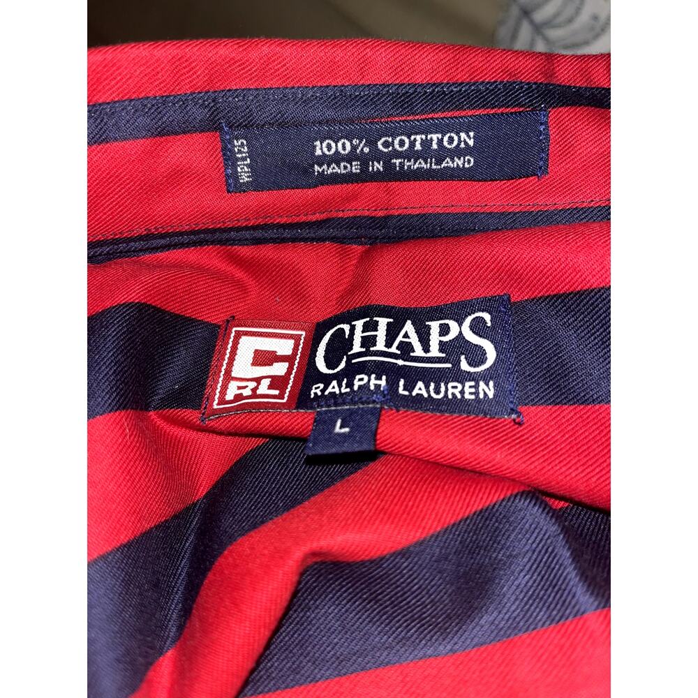 Chaps Ralph Lauren NWT Mens sz Large RedWhiteBlue button up July4 Short sleeve